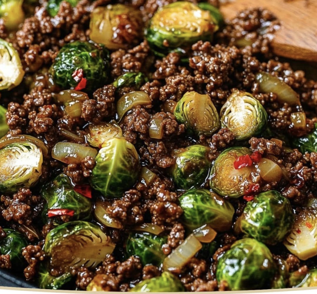 Ground Beef and Brussels Sprouts