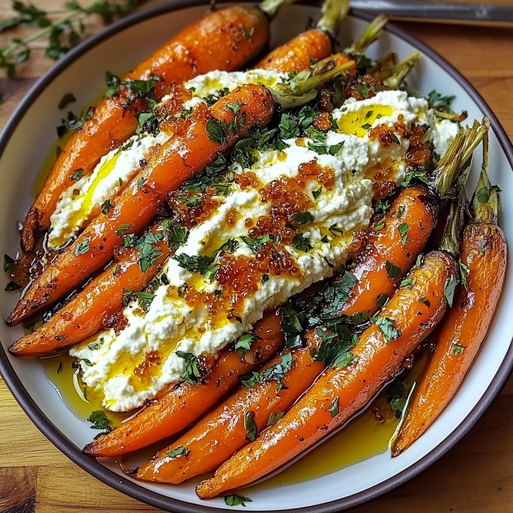 Roasted Carrots with Whipped Ricotta and Hot Honey