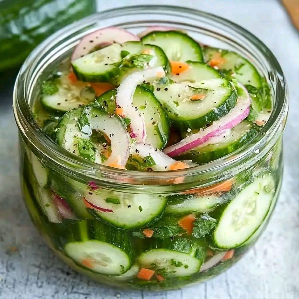 This Fresh Pickled Cucumber Salad stays in the refrigerator for up to two months, but never lasts that long! It's better as it sits, and I love it as a snack. This will make 2 quarts