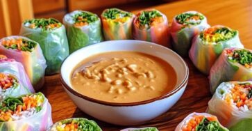 Hearty Veggie Rolls with Peanut Sauce