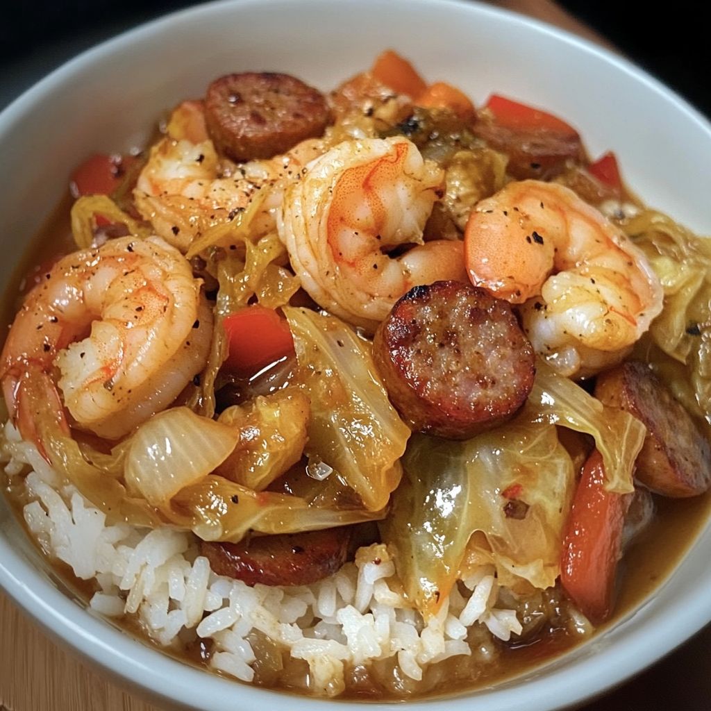 Shrimp and Sausage Cabbage Bowl