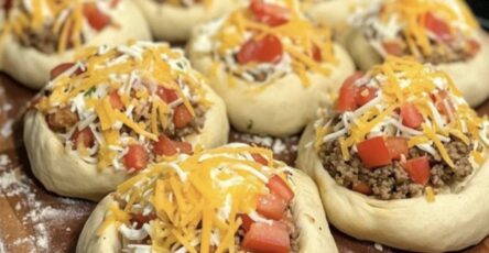 Loaded Taco Pizza Bombs with Queso Drizzle
