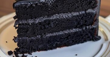 Black Velvet Cake 2 cups all-purpose flour 1 cup granulated sugar 1 cup buttermilk 1/2 cup unsalted butter, softened 1/4 cup vegetable oil 2 large eggs 2 tbsp black cocoa powder 1 tbsp unsweetened cocoa powder 1 tsp baking powder 1/2 tsp baking soda 1/2 tsp salt 1 tbsp white vinegar 1 tsp vanilla extract Black food coloring (gel or paste)