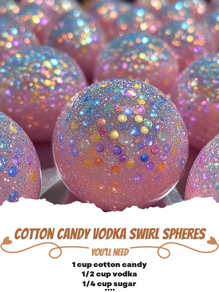 Cotton Candy Vodka Swirl Spheres
