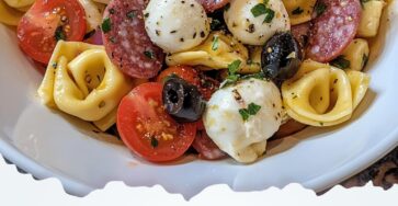 Italian Tortellini Pasta Salad with Salami and Mozzarella
