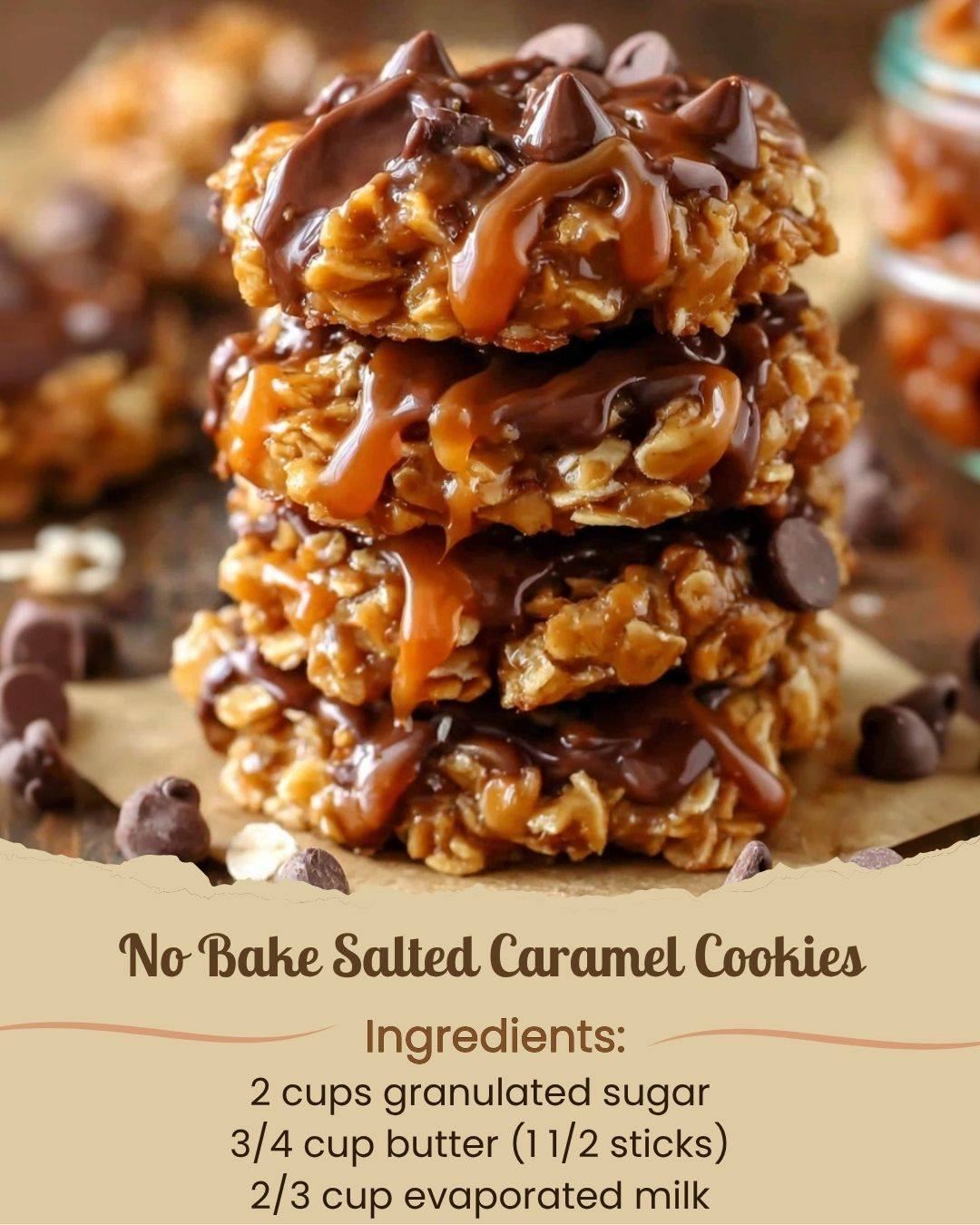 No Bake Salted Caramel Cookies