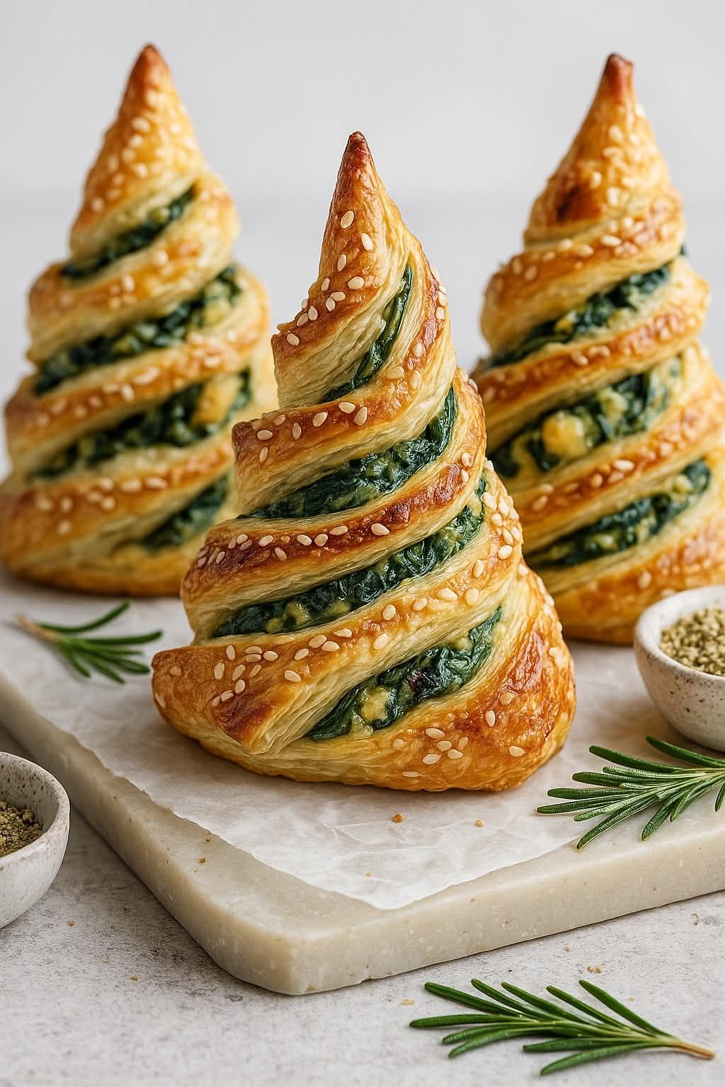 Spinach Puff Pastry Christmas Trees
