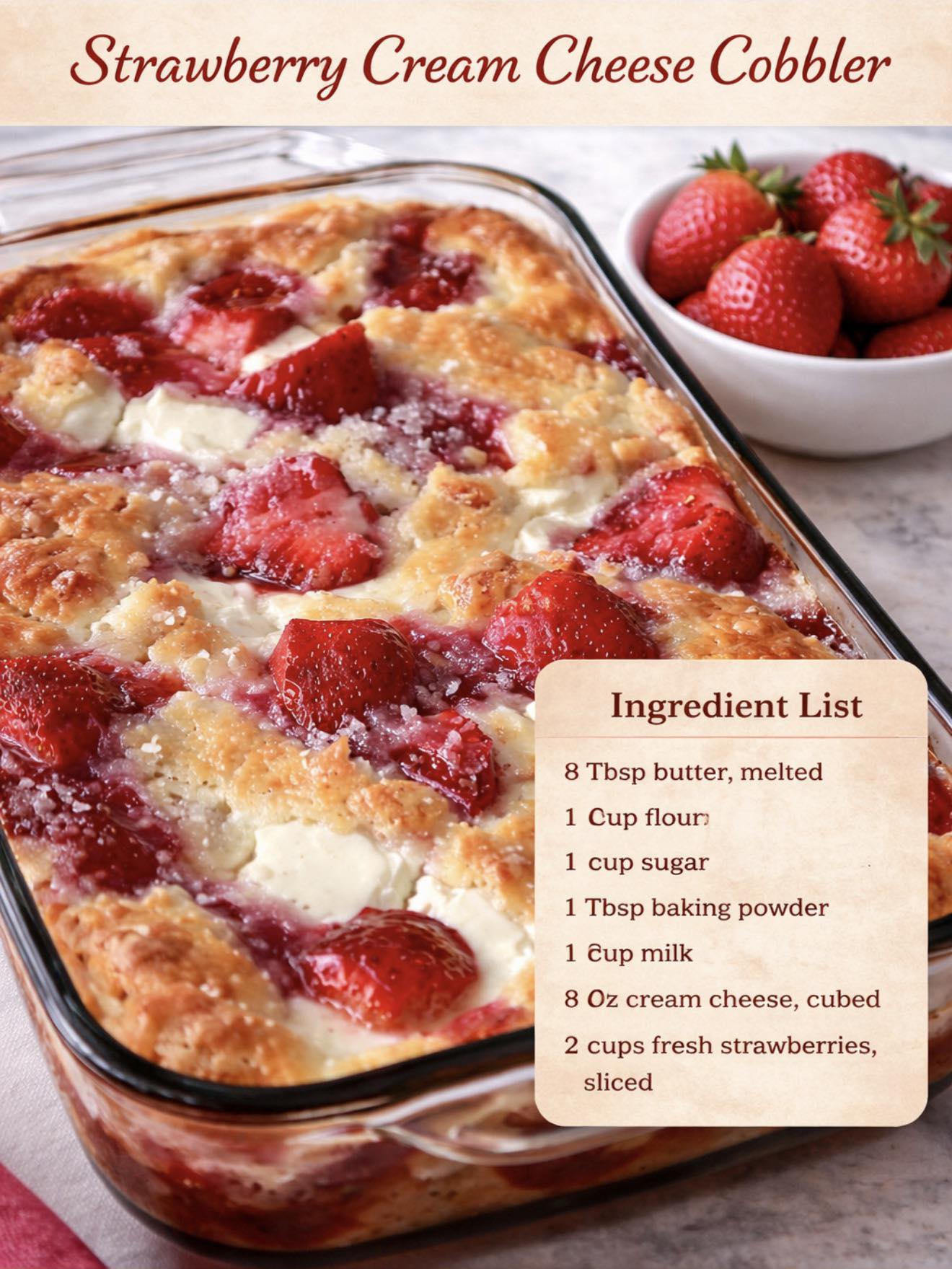 Strawberry Cream Cheese Cobbler