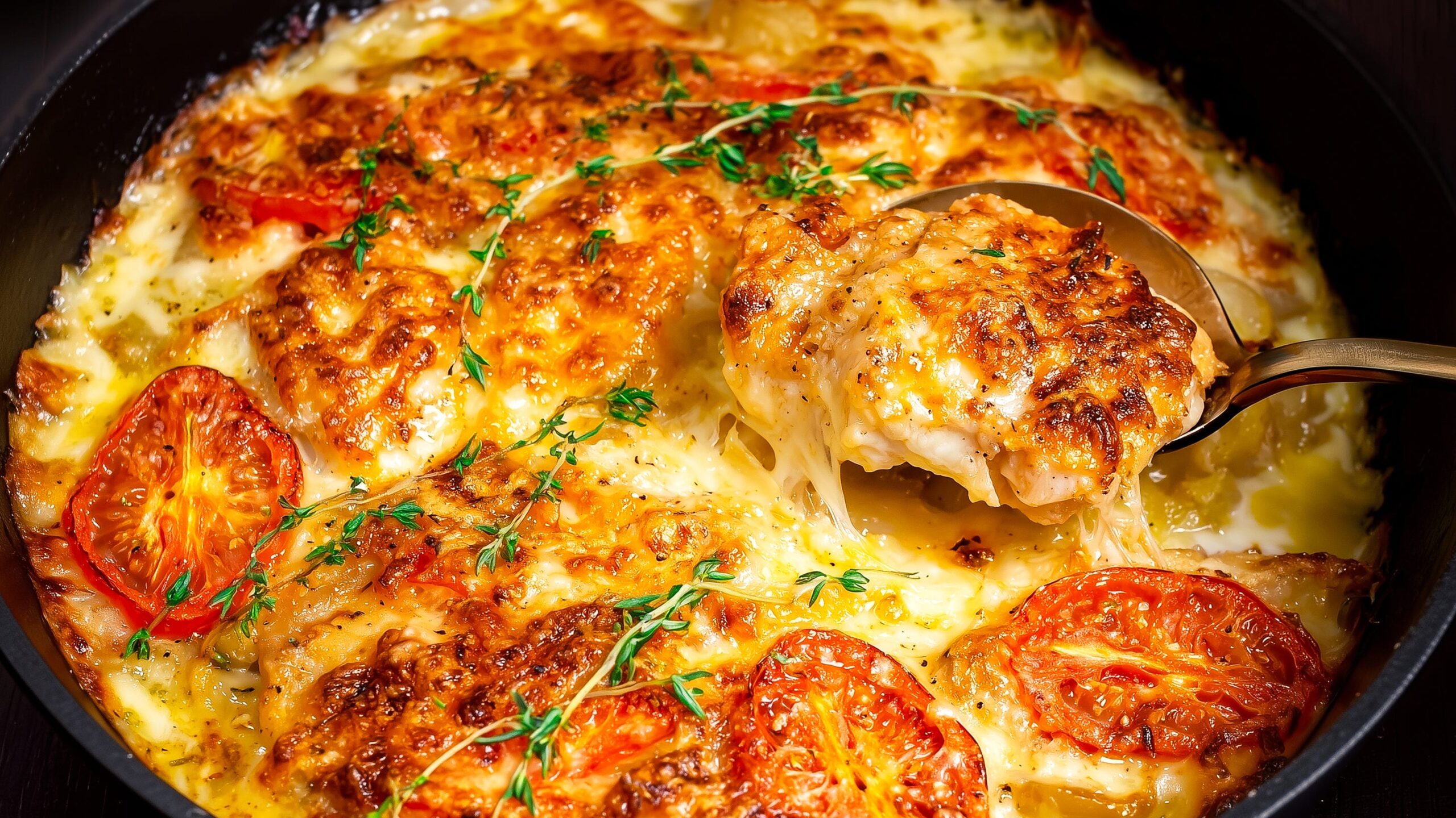 The Creamiest Chicken and Potato Skillet Bake